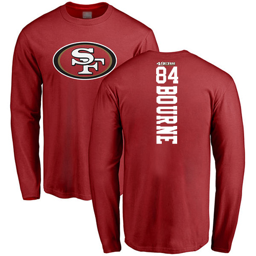 Men San Francisco 49ers Red Kendrick Bourne Backer #84 Long Sleeve NFL T Shirt